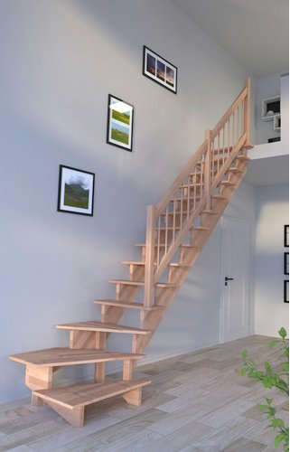 STARWOOD Systemtreppe »Lindos«, Buchenholz, 13 Stufen, max. Geschosshöhe 300 cm - braun