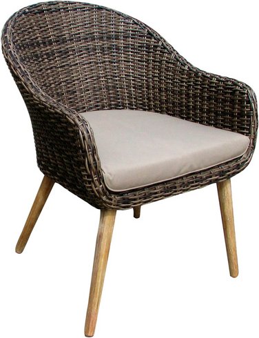 GARDEN PLEASURE Stuhl »Pueblo«, BxTxH: 70 x 65 x 87 cm, Akazienholz/ Kunststoffgeflecht/ Aluminium/ Polyester - braun