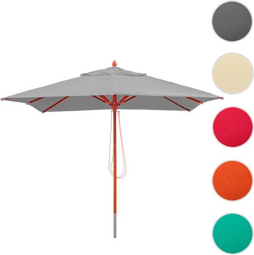 MVG Sonnenschirm »MVG-C57«, Holz 14kg, eckig 3x3m Seilzug stoßsicher - grau