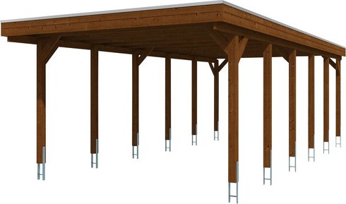 SKANHOLZ Carport »Friesland«, BxT: 397 x 860 cm, Firsthöhe: 241 cm, farbbehandelt - braun