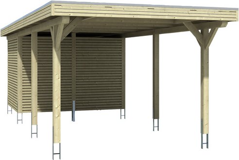 SKANHOLZ Carport »Spessart«, BxT: 355 x 846 cm, Firsthöhe: 243 cm, farbbehandelt - grau