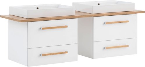 SCHILDMEYER Waschtisch »Duo«, BxH: 165,2 x 61,5 cm, Sanitärkeramik, 2 Becken - weiss