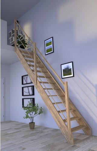 STARWOOD Raumspartreppe »Rhodos«, Eichenholz, 13 Stufen, max. Geschosshöhe 300 cm - braun
