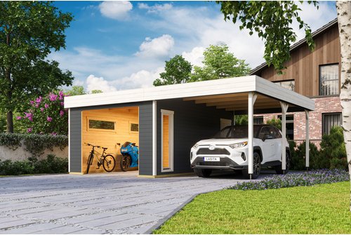 LASITA MAJA Blockgarage »Bahamas«, BxT: 680 x 560 cm (Außenmaß), Holz - grau