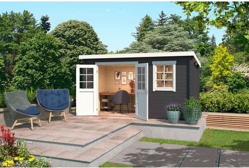 LASITA MAJA Gartenhaus »Amira«, BxHxT: 400 x 210,9 x 213,1 cm (Außenmaße inkl. Dachüberstand), Holz - grau