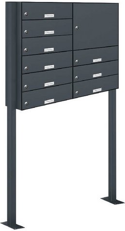 AL BRIEFKASTENSYSTEME Briefkasten, Parteien: 9, Zaundurchwurf, BxHxT: 84,8 x 150 x 27,5 cm - grau