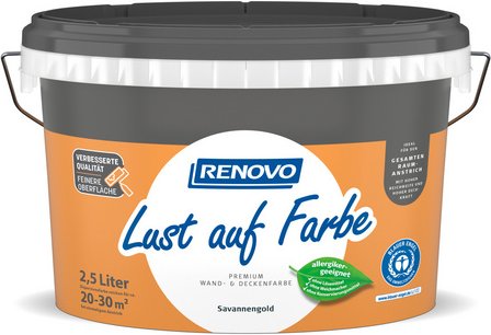 RENOVO Innenfarbe »Lust auf Farbe«, Savannengold, 2,5 L - gelb