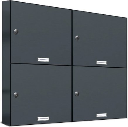 AL BRIEFKASTENSYSTEME Briefkasten, Parteien: 4, Zaundurchwurf, BxHxT: 76,8 x 68,4 x 11,6 cm - grau