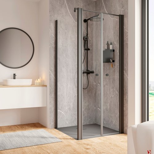 Thumbnail - SCHULTE Eckeinstieg »Garant 2.0«, BxHxT: 90 x 200 x 90 cm, Türart: Pendeltür - schwarz