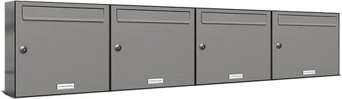 AL BRIEFKASTENSYSTEME Briefkasten, Parteien: 4, Aufputzmontage, BxHxT: 153,565 x 34,5 x 11,6 cm - grau