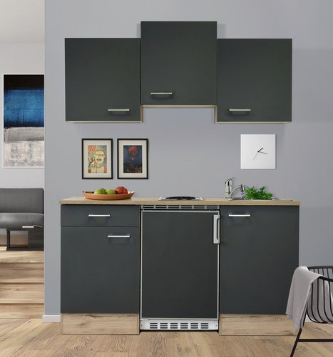 Flex-Well Singleküche »Morena«, mit E-Geräten, Gesamtbreite: 150,5 cm - grau