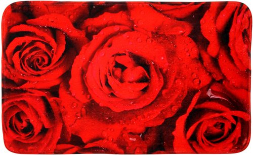 Sanilo Badteppich, rot, Polyester, mit Rosen