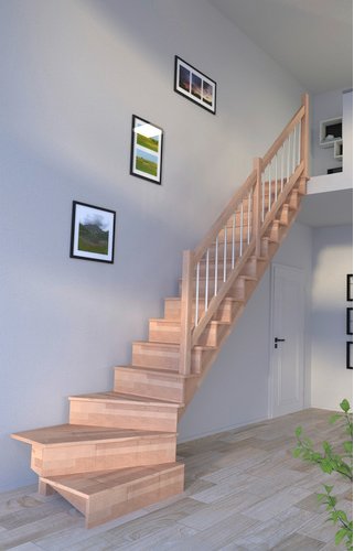 STARWOOD Systemtreppe »Lindos«, Buchenholz, 13 Stufen, max. Geschosshöhe 300 cm - braun