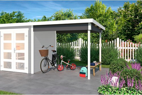 LASITA MAJA Anbau »Zambezi 1«, für Gartenhäuser, BxL: 250 x 200 cm, Fichtenholz - grau