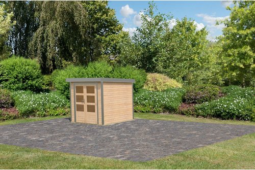 KARIBU Gartenhaus »Osterby 2 A«, BxHxT: 227 x 208,5 x 213 cm (Außenmaße inkl. Dachüberstand), Wandstärke 19 mm - braun