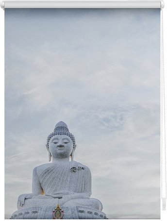 Lichtblick Rollo, Klemmfix, 45x150 cm, Buddha, hellblau