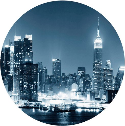 K&L Wall Art Vliestapete »Runde Vliestapete«, New York Skyline Stadt, mehrfarbig, matt - bunt
