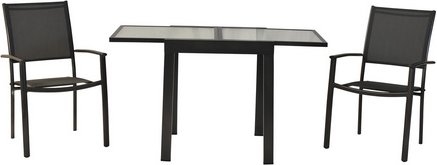 MERXX Balkonset »Milano«, 3 tlg., 2 Sitzplätze, Aluminium - grau