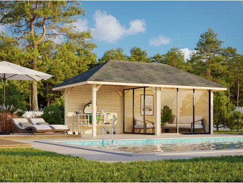 PALMAKO Pavillon »Bianca«, Aufstellmaße BxTxH: 672 x 384 x 319 cm, unbehandelt, Holz - braun