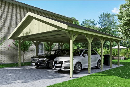 SKANHOLZ Carport »Wallgau«, BxT: 620 x 750 cm, Firsthöhe: 354 cm, imprägniert - gruen