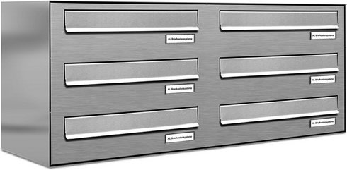 AL BRIEFKASTENSYSTEME Briefkasten, Parteien: 6, Zaundurchwurf, BxHxT: 153,464 x 34,5 x 27,5 cm - silberfarben