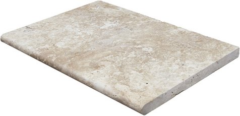 WOHNRAUSCH Beckenrandsteine »Tosca Classic«, LxBxH: 61 x 40,6 x 3 cm, Travertin, beige/gelb/braun/grau, Rundstab