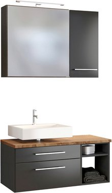 HELD MÖBEL Unterbecken-Set »Davos«, BxHxT: 90 x 200 x 47 cm - grau