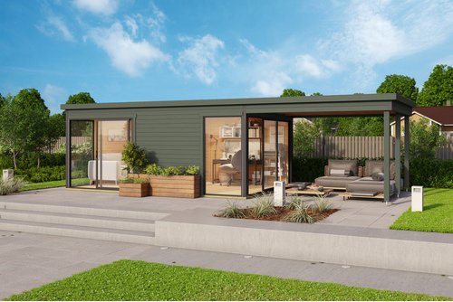 LASITA MAJA Gartenhaus »Domeo«, BxHxT: 300 x 239,4 x 329,2 cm (Außenmaß inkl. Dachüberstand), grüngrau - gruen