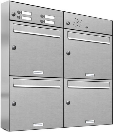 AL BRIEFKASTENSYSTEME Briefkasten, Parteien: 4, Aufputzmontage, BxHxT: 153,120 x 79,8 x 11,6 cm - silberfarben
