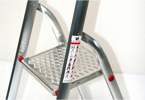 SZAGATO Stehleiter, 4 Stufen, max. Belastung: 150 kg - silberfarben