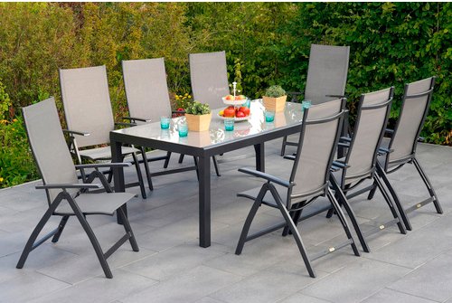 MERXX Gartenmöbelset »Vicenza«, 9-tlg., klappbar, Aluminium/Textil - braun