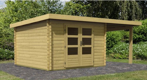 Thumbnail - KARIBU Gartenhaus »Ringköbing«, Holz, BxHxT: 479 x 220 x 297 cm (Außenmaße inkl. Dachüberstand) - braun