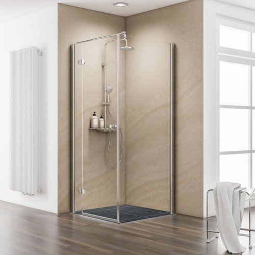 SCHULTE Eckdusche »Masterclass«, chromoptik, 90x90 cm, Tür links - silberfarben