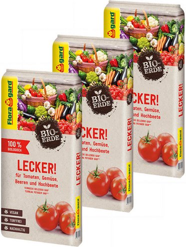 FLORAGARD Tomaten- und Gemüseerde »Bio«, 3 x 20 Liter, Karton, torffrei - braun