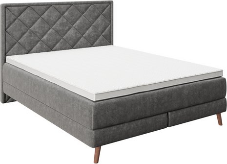 Thumbnail - PHOENIX Boxspringbett »AUDREY«, BxHxL: 190 x 118 x 210 cm, Holz/Metall/Kunststoff - grau