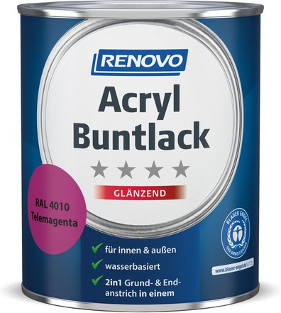 RENOVO Acryl-Buntlack, telemagenta RAL 4010, glänzend, 0,75l - rot