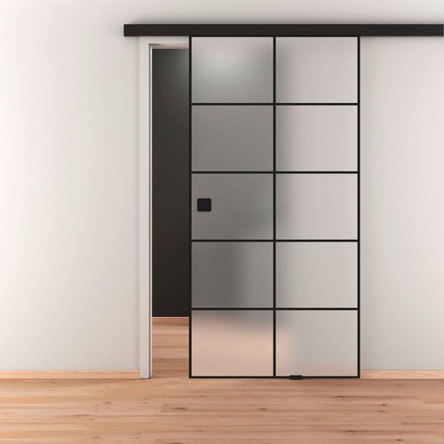 NOVADOORS Glasschiebetür, BxH: 93,5 cm x 205,8 cm, satiniert - transparent