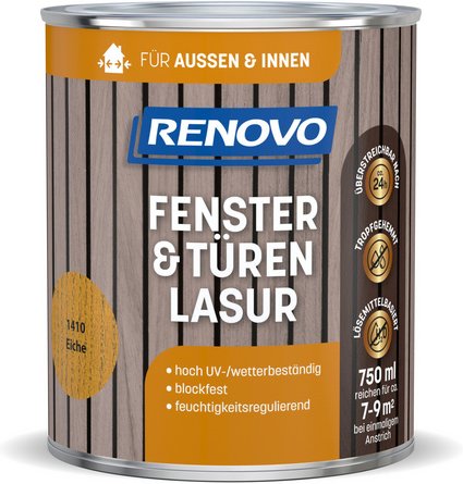 RENOVO Fenster- und Türenlasur, lmb 750ml eiche 1410 - braun