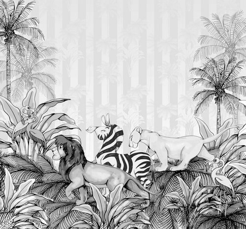 KOMAR Vliestapete »Lion King Monochrome«, bunt, glatt