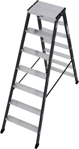 Thumbnail - KRAUSE Stufen-Doppelleiter »MONTO«, Anzahl Stufen: 14, aus Aluminium - silberfarben