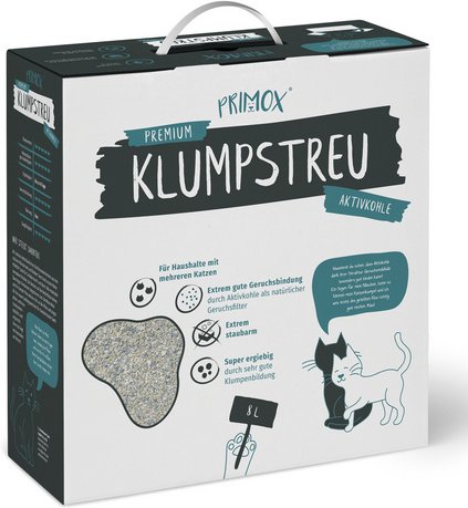 PRIMOX Katzenstreu »Klumpstreu Aktivkohle«, 1 Karton, 7,5 kg - grau