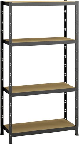 SCHULTE REGALWELT Stecksystem-Grundregal, BxHxT: 128 x 193 x 60 cm, 4 Böden, Metall - grau