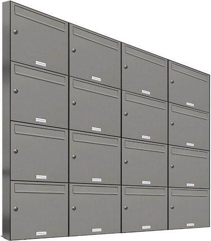 AL BRIEFKASTENSYSTEME Briefkasten, Parteien: 16, Aufputzmontage, BxHxT: 153,2 x 136,8 x 11,6 cm - grau