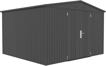Mr. GARDENER Gerätehaus, Metall, BxHxT: 325 x 209 x 300 cm (Außenmaße inkl. Dachüberstand) - schwarz