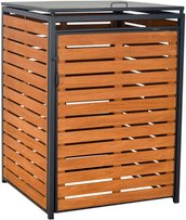 MERXX Mülltonnenbox, BxHxT: 76 x 128 x 76 cm, Aluminium/Eukalyptus - braun