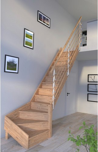 STARWOOD Raumspartreppe »Rhodos«, Eichenholz, 13 Stufen, max. Geschosshöhe 300 cm - braun