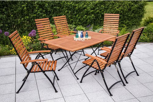 MERXX Gartenmöbelset »Schlossgarten«, 6 Sitzplätze, Eukalyptusholz - schwarz