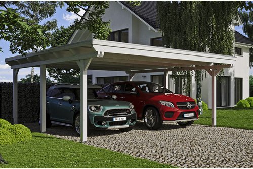 SKANHOLZ Carport »Emsland«, BxT: 613 x 604 cm, Firsthöhe: 248 cm, farbbehandelt - weiss