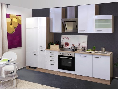 Flex-Well Küchenzeile »Valero«, mit E-Geräten, Gesamtbreite: 310 cm, Arbeitsplatte mit High Pressure Laminate (HPL) - we...