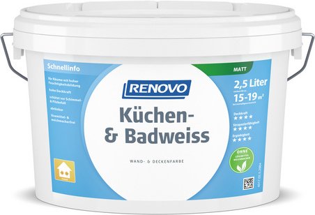 RENOVO Feuchtraumfarbe »Küchen- und Badweiss«, matt